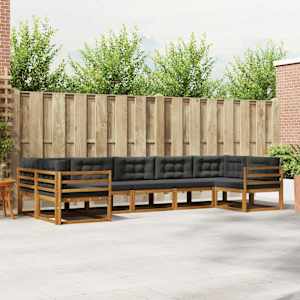 Zunanja garnitura za sedenje 7 pcs Naravna in antracitna