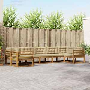 Zunanja garnitura za sedenje z blazino 7 pcs Naravna in bež