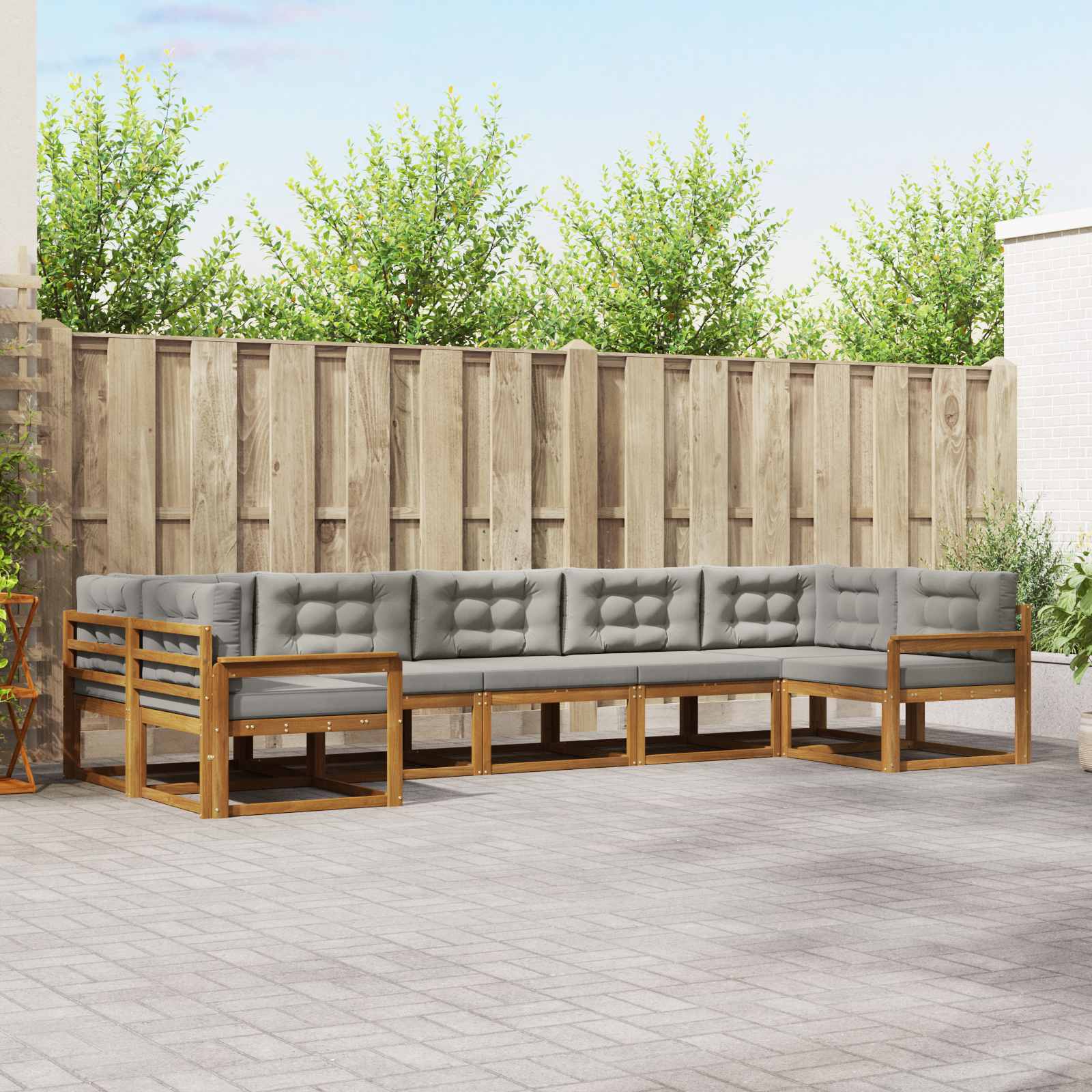vidaXL Set de canapele de exterior 7 pcs Gri natural și deschis
