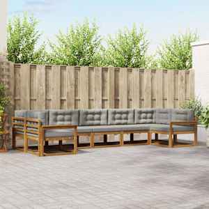 Zunanja garnitura za sedenje 7 pcs Naravna in svetlo siva