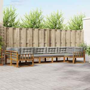 Zunanja garnitura za sedenje 7 pcs Naravna in svetlo siva