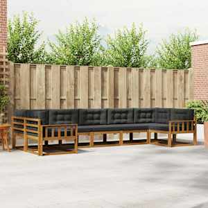 Zunanja garnitura za sedenje 7 pcs Naravna in antracitna