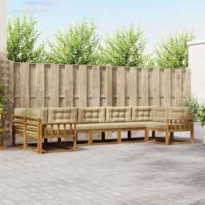 Zunanja garnitura za sedenje z blazino 7 pcs Naravna in bež