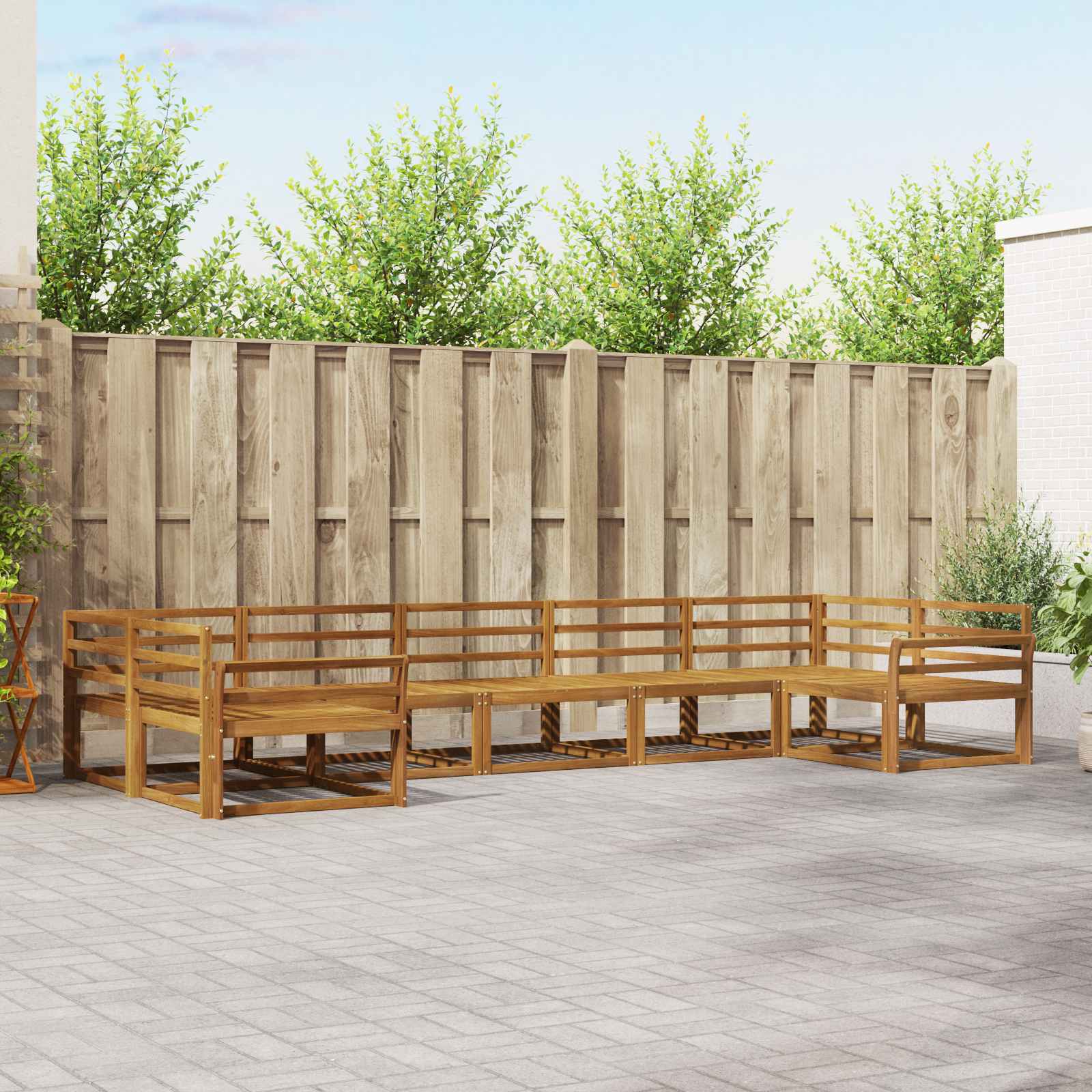 Buiten bankenset 7 pcs Naturel Massief Acaciahout image 1