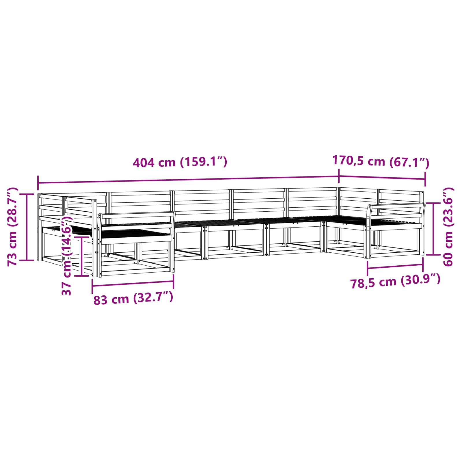 Buiten bankenset 7 pcs Naturel Massief Acaciahout image 7