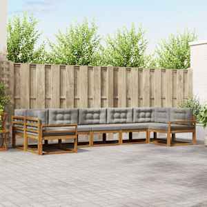 Zunanja garnitura za sedenje 7 pcs Naravna in svetlo siva