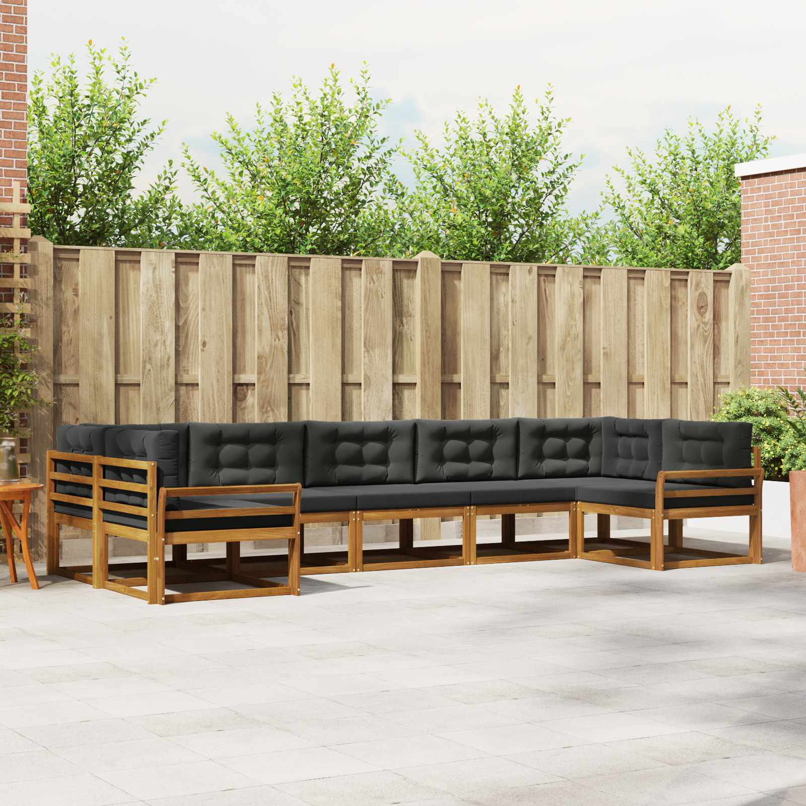 vidaXL Set de canapele de exterior cu pernă 7 pcs Natural și Antracit