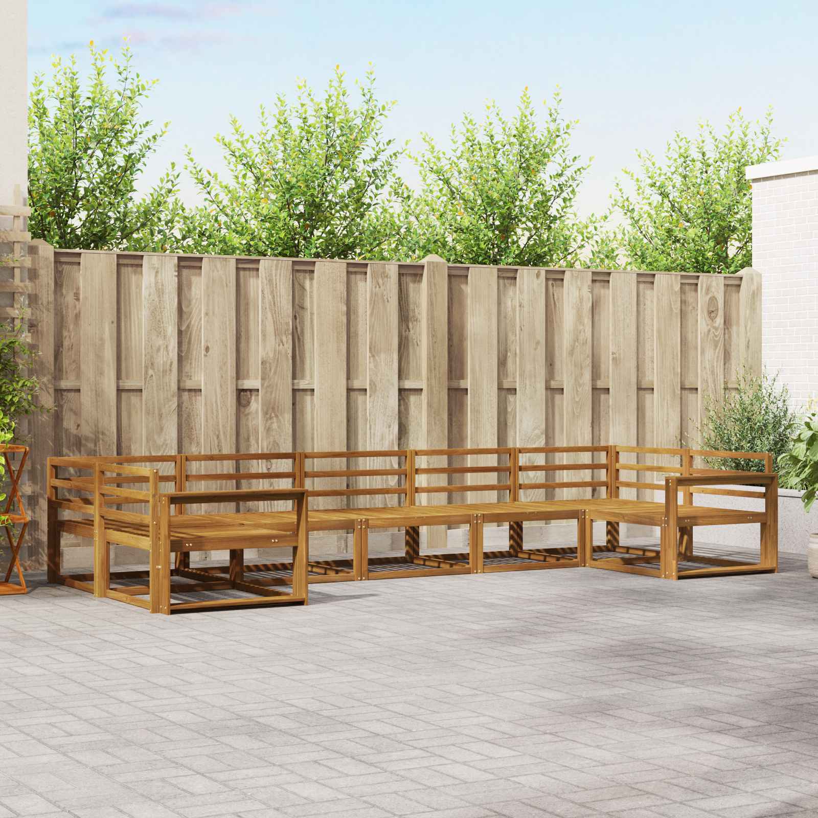 vidaXL Set de canapele de exterior 7 pcs natural Lemn Solid de Acacia