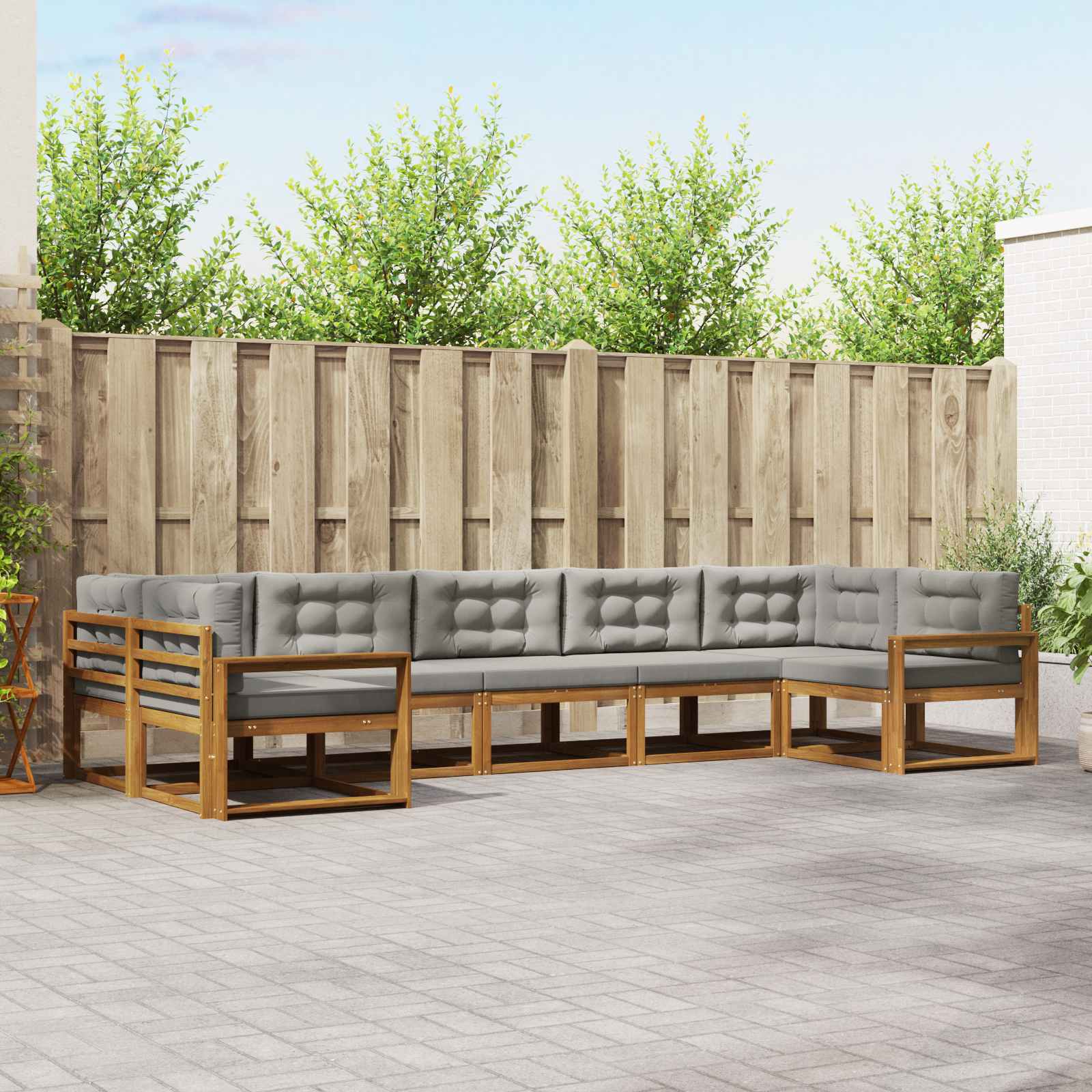 vidaXL Set de canapele de exterior 7 pcs Gri natural și deschis