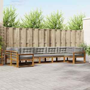 Zunanja garnitura za sedenje 7 pcs Naravna in svetlo siva