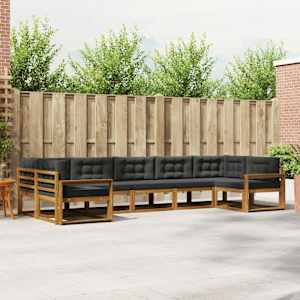 Zunanja garnitura za sedenje 7 pcs Naravna in antracitna