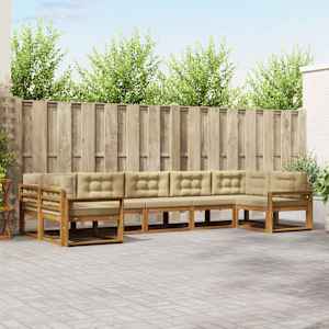 Zunanja garnitura za sedenje z blazino 7 pcs Naravna in bež