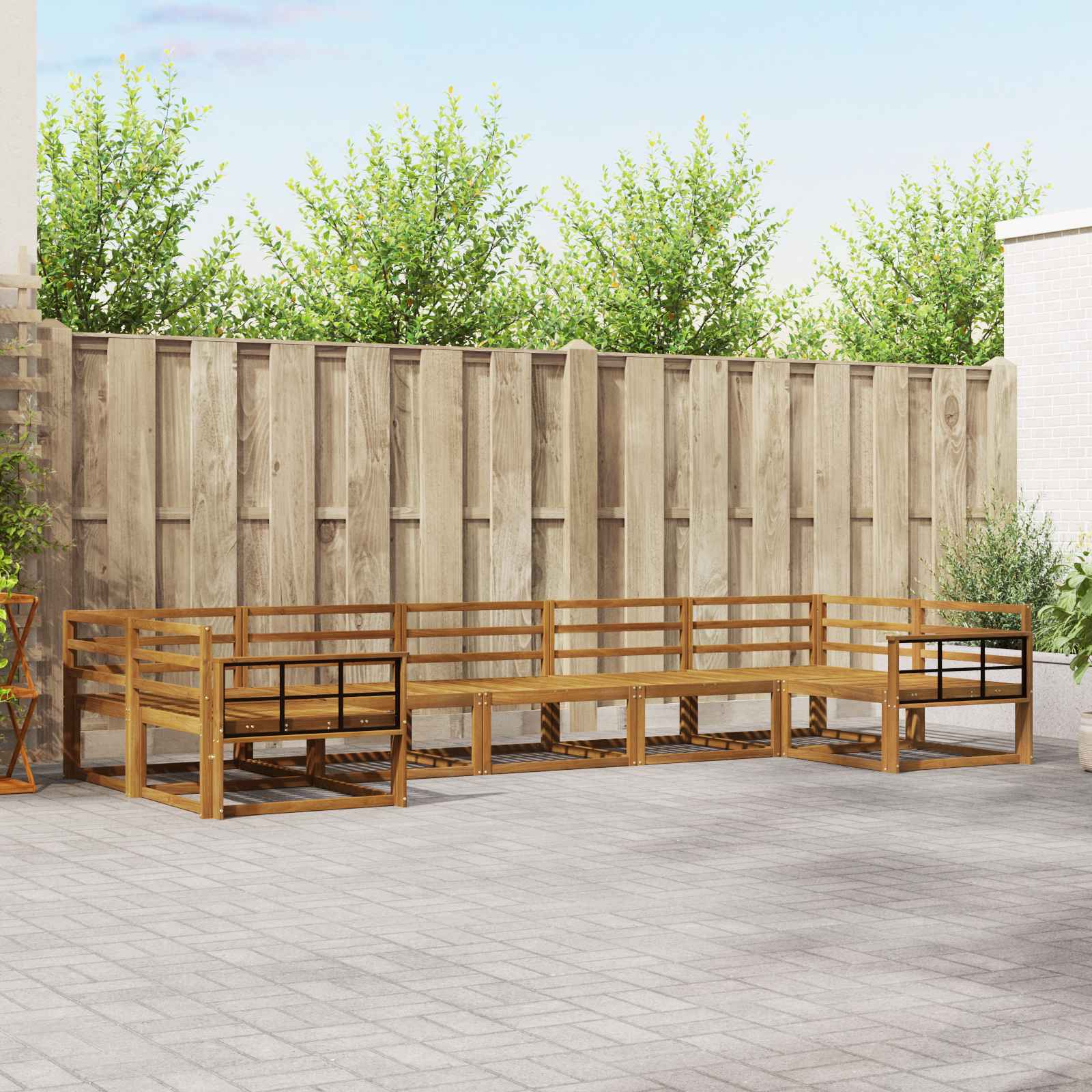 vidaXL Set de canapele de exterior 7 pcs natural Lemn Solid de Acacia