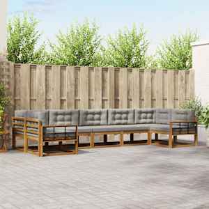 Zunanja garnitura za sedenje 7 pcs Naravna in svetlo siva