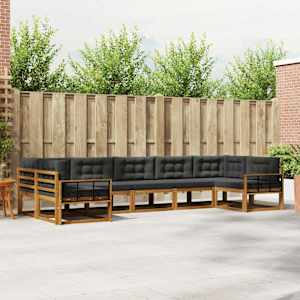 Zunanja garnitura za sedenje 7 pcs Naravna in antracitna