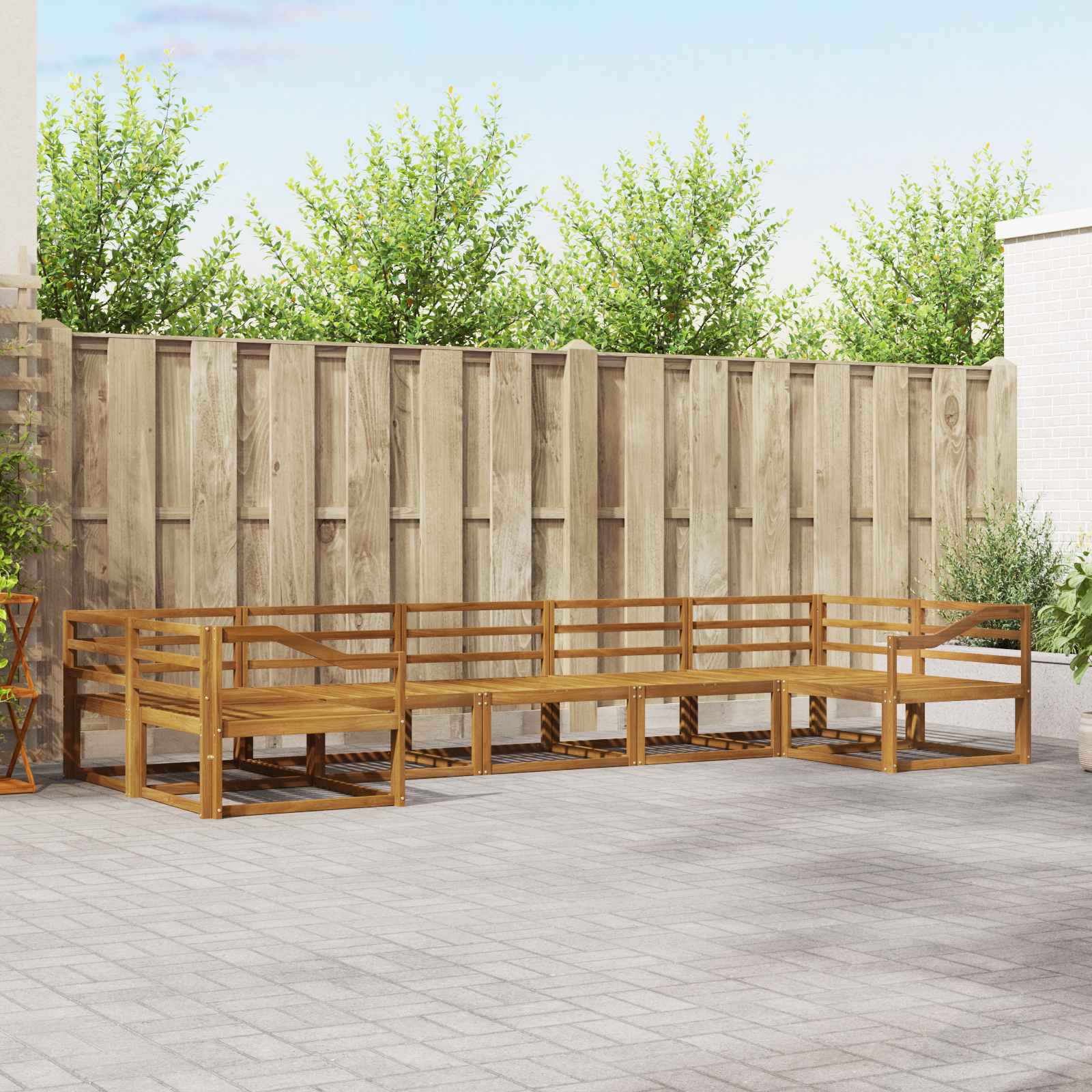 Buiten bankenset 7 pcs Naturel Massief Acaciahout image 1
