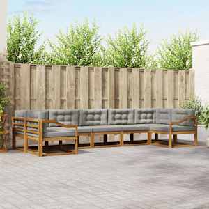 Zunanja garnitura za sedenje 7 pcs Naravna in svetlo siva