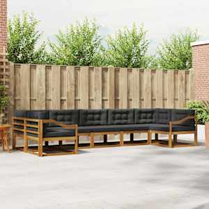 Zunanja garnitura za sedenje 7 pcs Naravna in antracitna