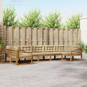 Zunanja garnitura za sedenje z blazino 7 pcs Naravna in bež