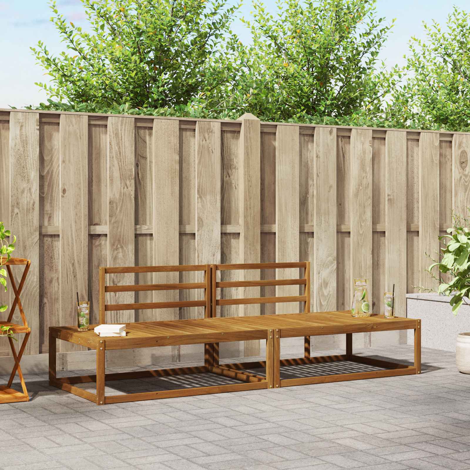 vidaXL Outdoor-Sofagarnitur 2 Stück Natur 230,5 x 83 x 73 cm