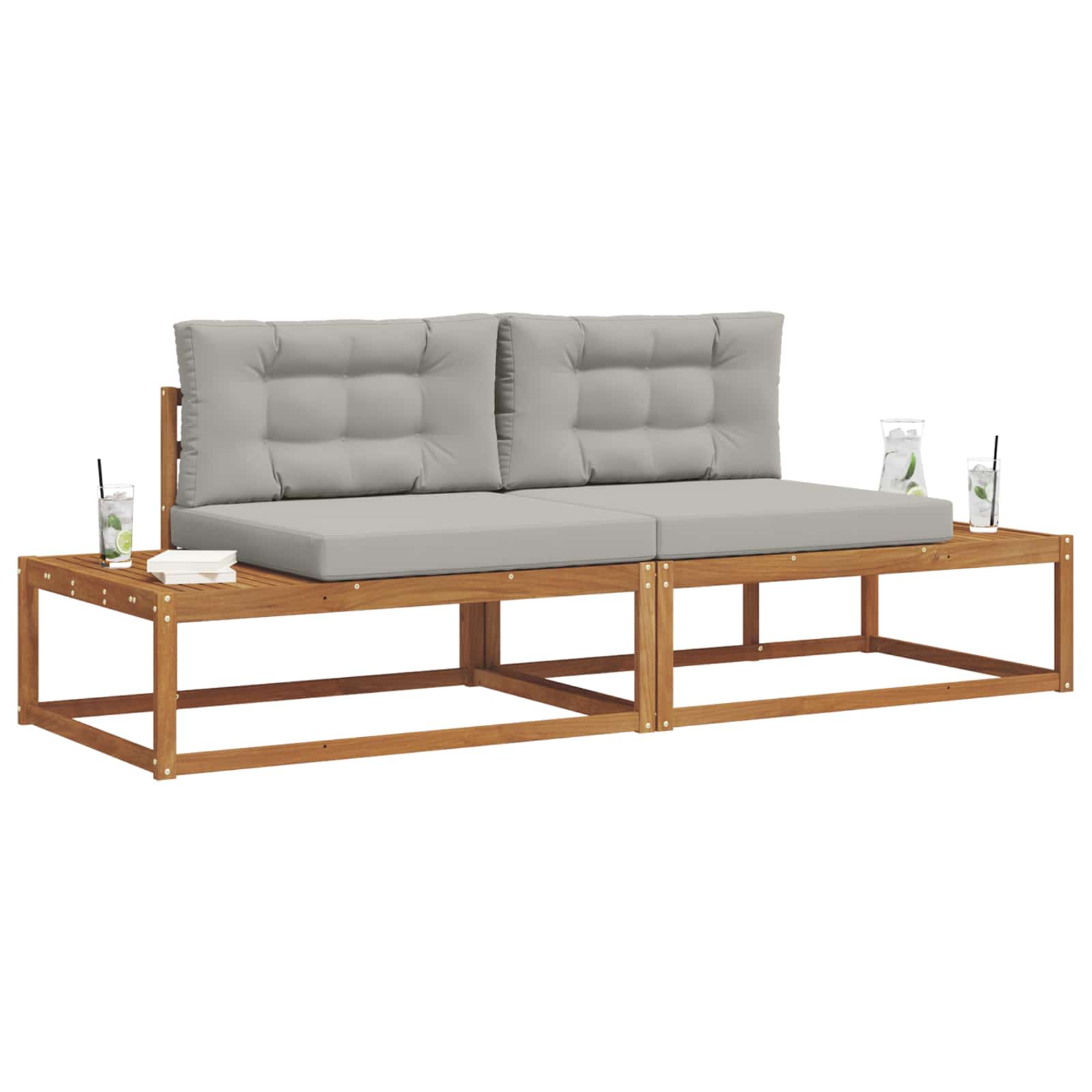 Zunanja garnitura za sedenje 2 Kos Naravna in svetlo siva - slika 3