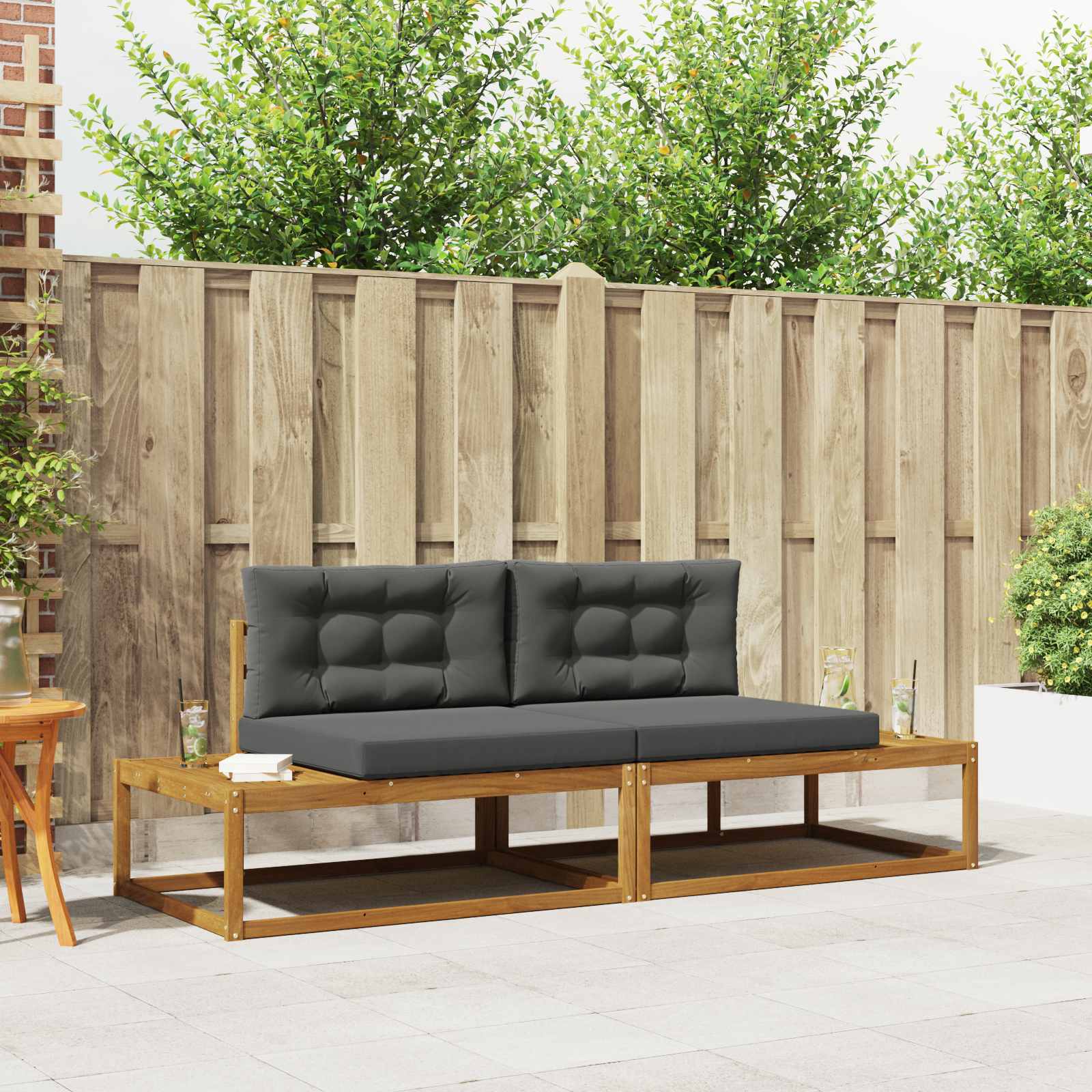vidaXL Set de canapele de exterior cu pernă Natural și Antracit