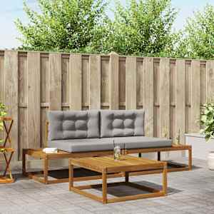 Zunanja garnitura za sedenje 3 Kos Naravna in svetlo siva