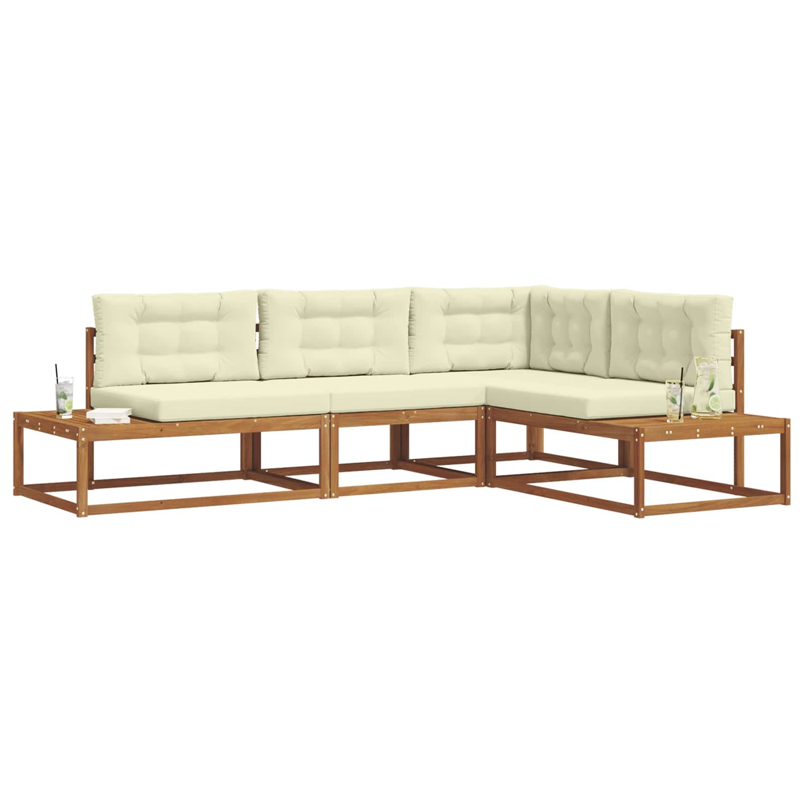 Thumbnail - vidaXL Outdoor-Sofagarnitur 4 Stück Natur und Creme