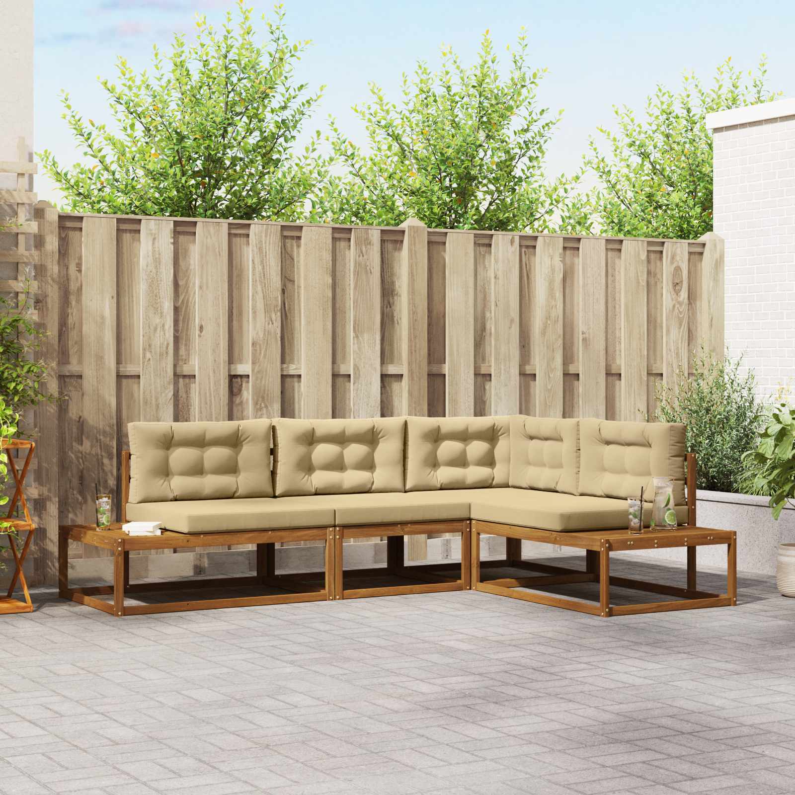 vidaXL Outdoor-Sofagarnitur Natur und Beige