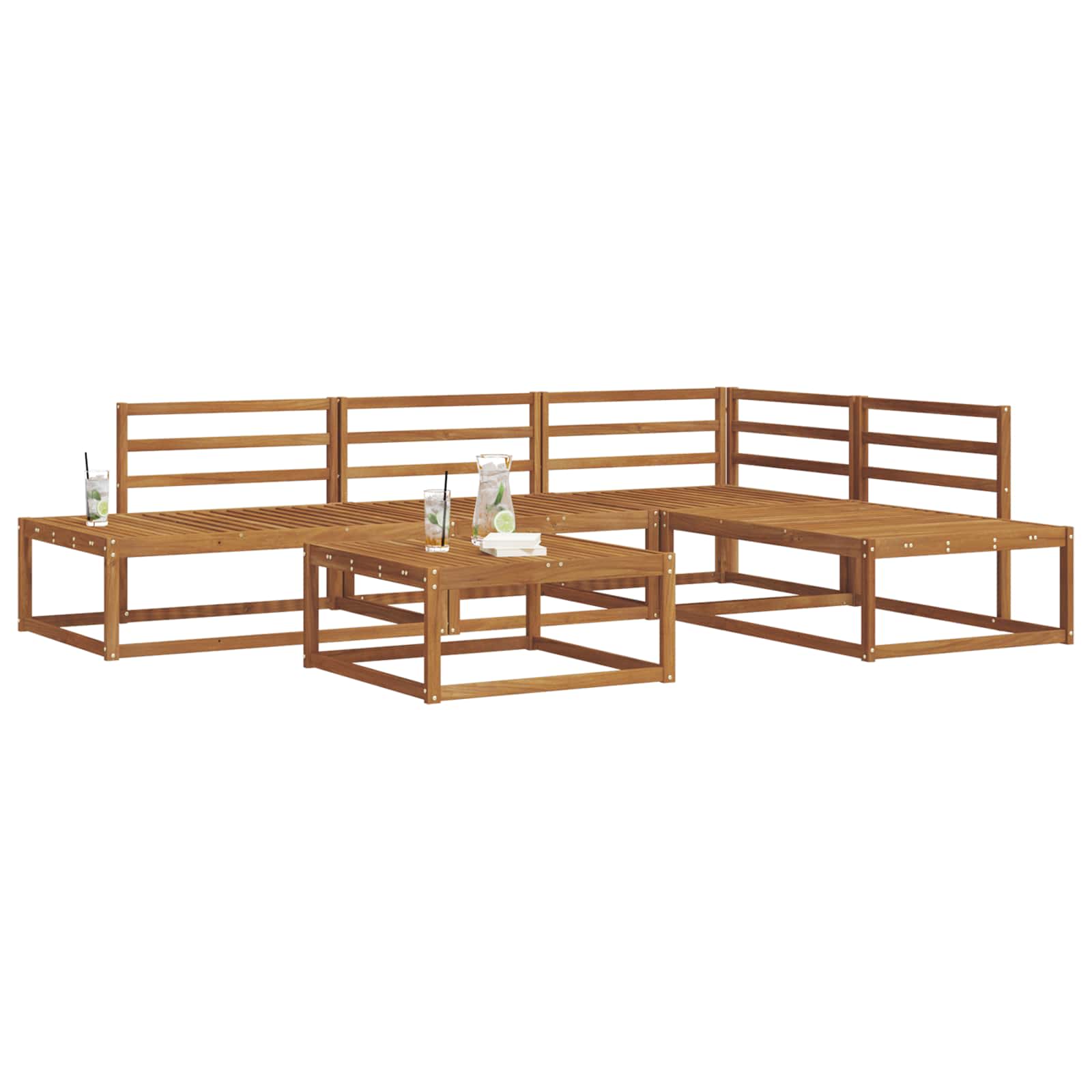 Buiten bankenset 5 Stuk Naturel Massief Acaciahout image 3