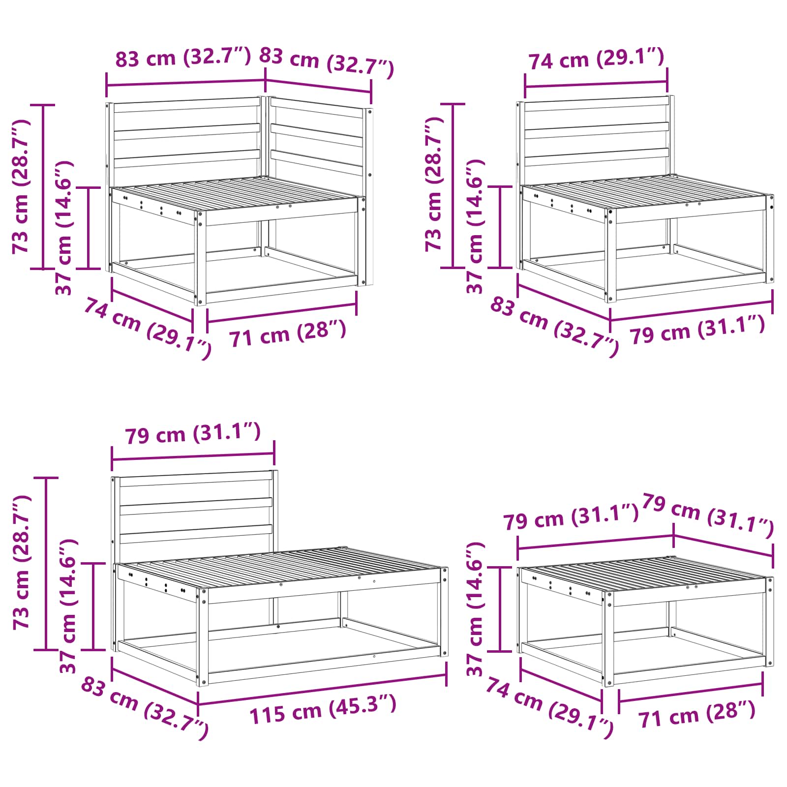 Buiten bankenset 5 Stuk Naturel Massief Acaciahout image 12