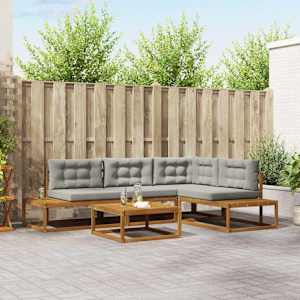 Zunanja garnitura za sedenje Naravna in svetlo siva