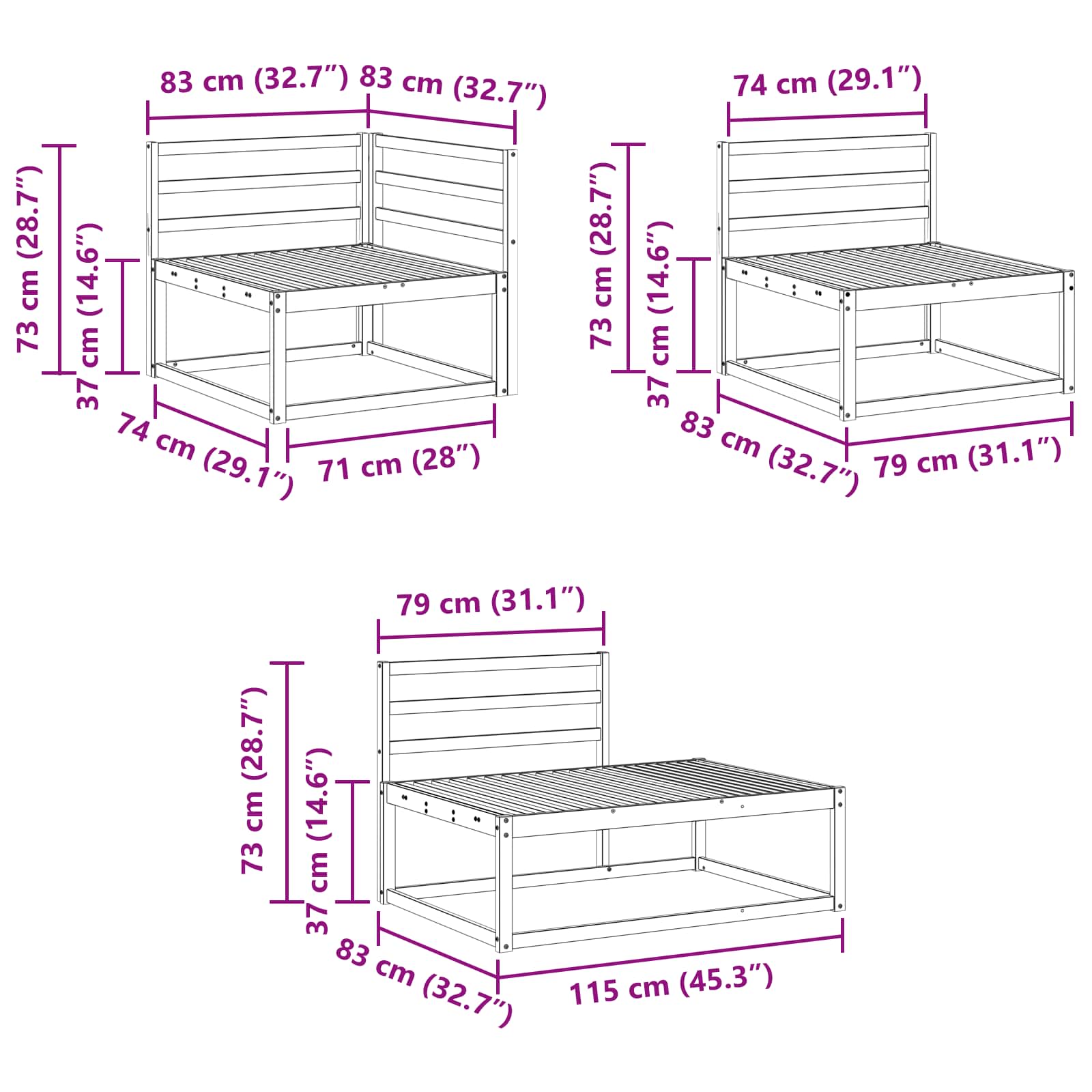 Zunanja garnitura za sedenje 6 Kos Naravna Masiven les akacije - slika 11