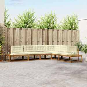 Zunanja garnitura za sedenje 6 Kos Naravna in smetana