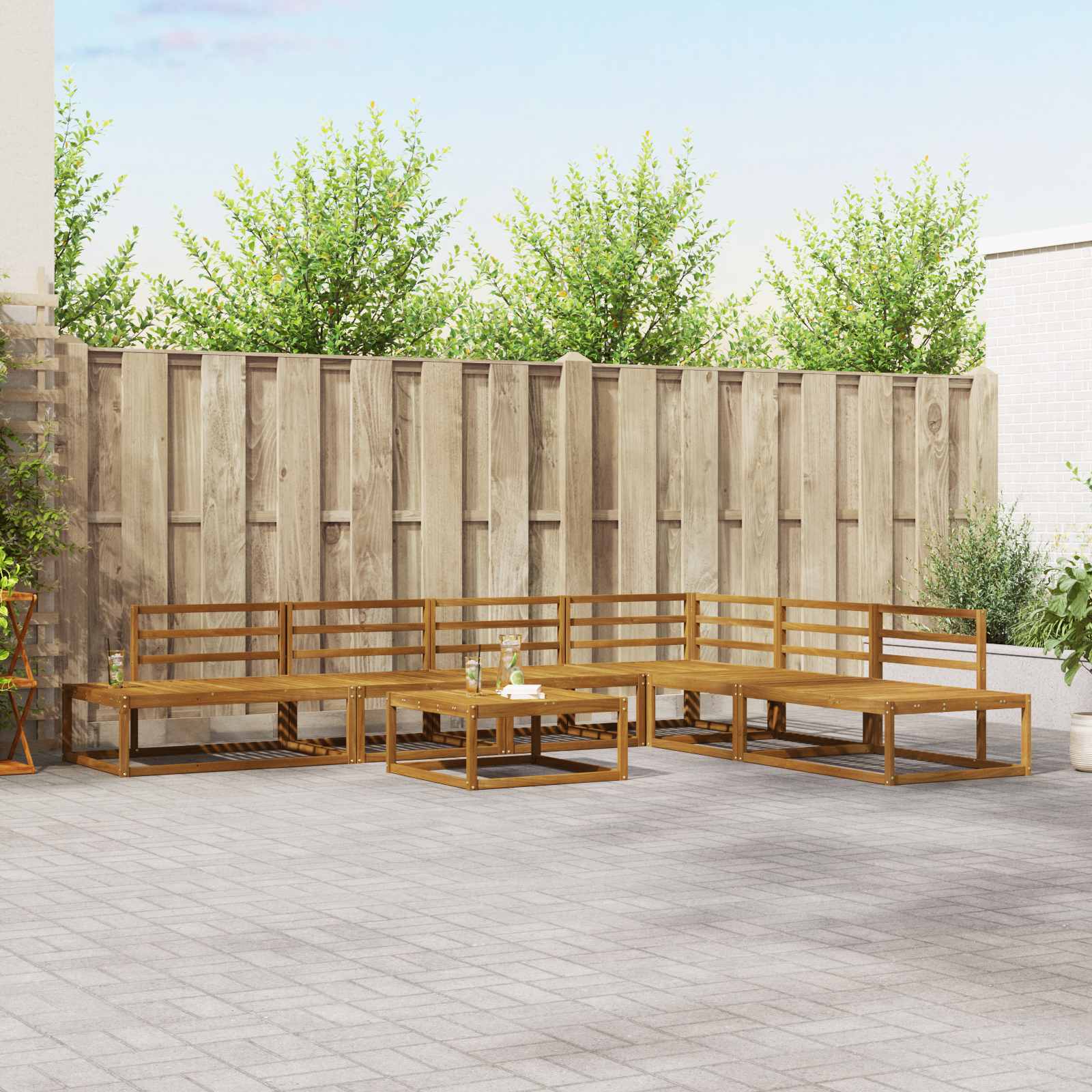 vidaXL Outdoor-Sofagarnitur 7 Stück Natur Massivholz Akazie