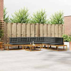 Zunanja garnitura za sedenje 7 Kos Naravna in antracitna