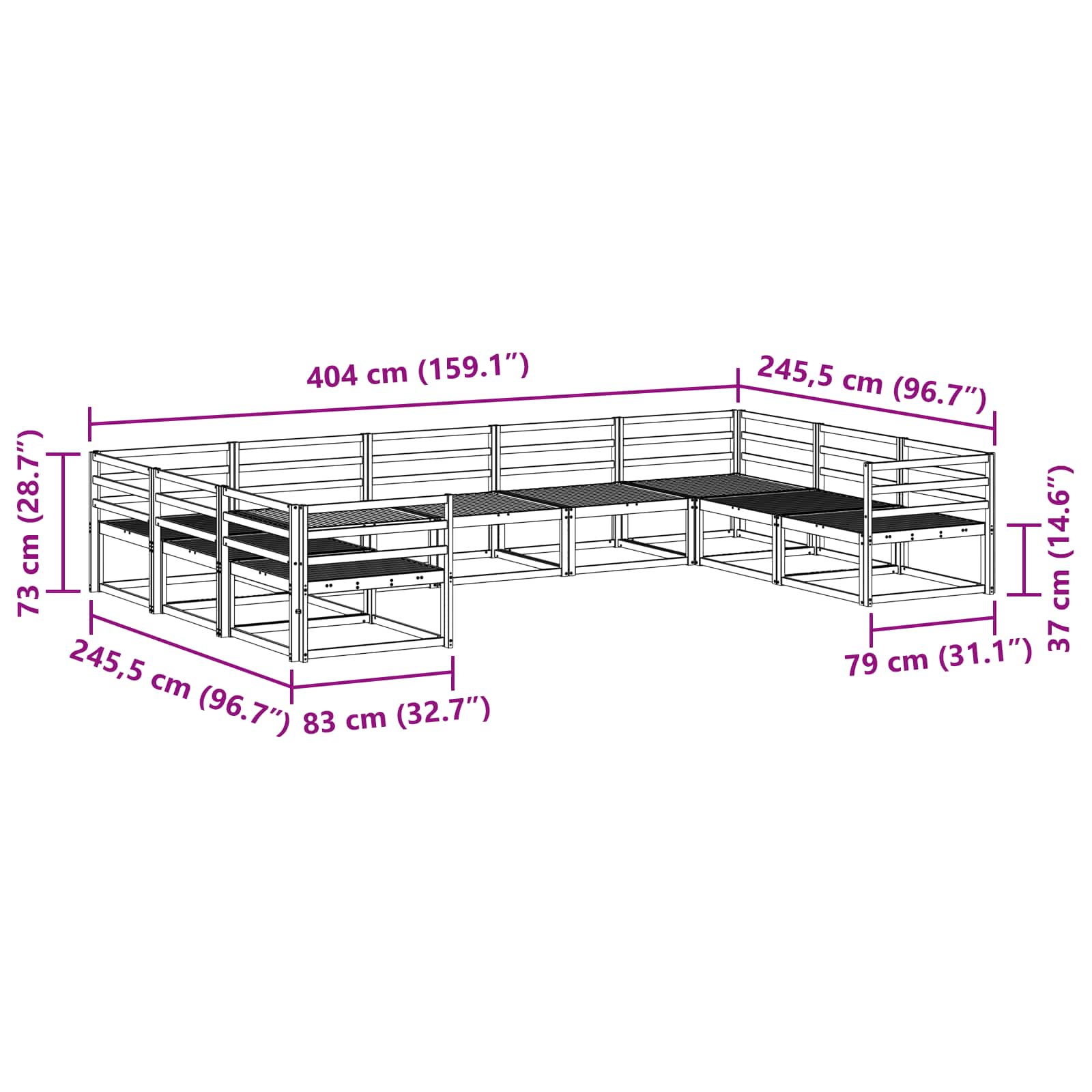 Buiten bankenset 9 pcs Naturel Massief Acaciahout image 6