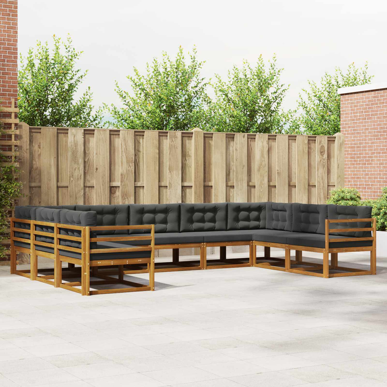 vidaXL Set de canapele de exterior cu pernă 9 pcs Natural și Antracit