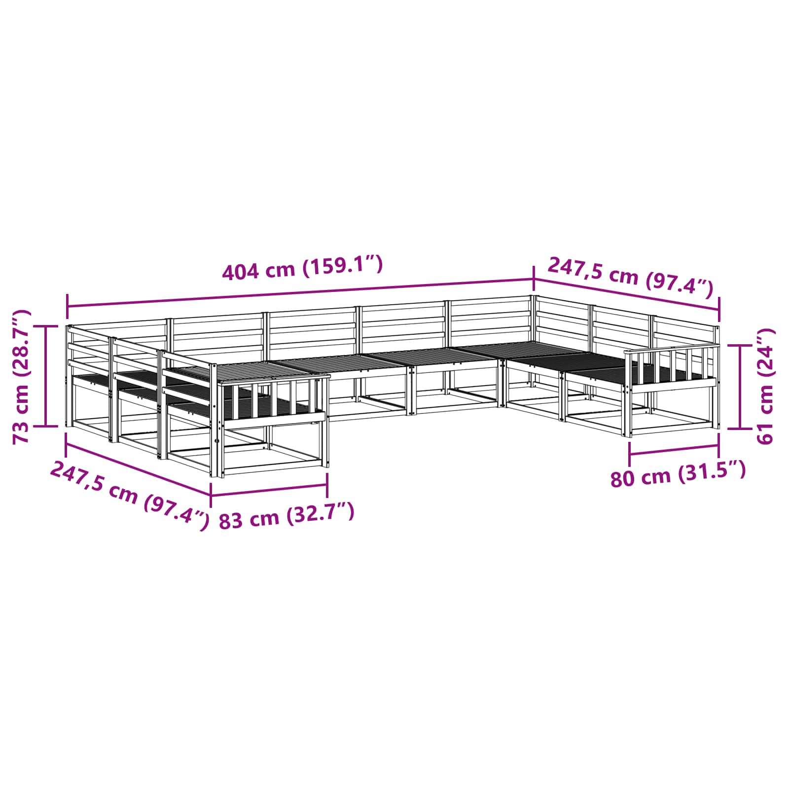 Buiten bankenset 9 pcs Naturel Massief Acaciahout image 7