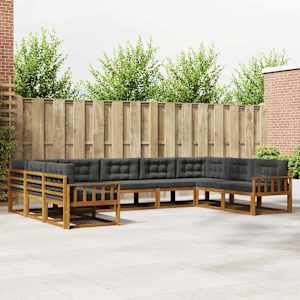 Zunanja garnitura za sedenje 9 pcs Naravna in antracitna