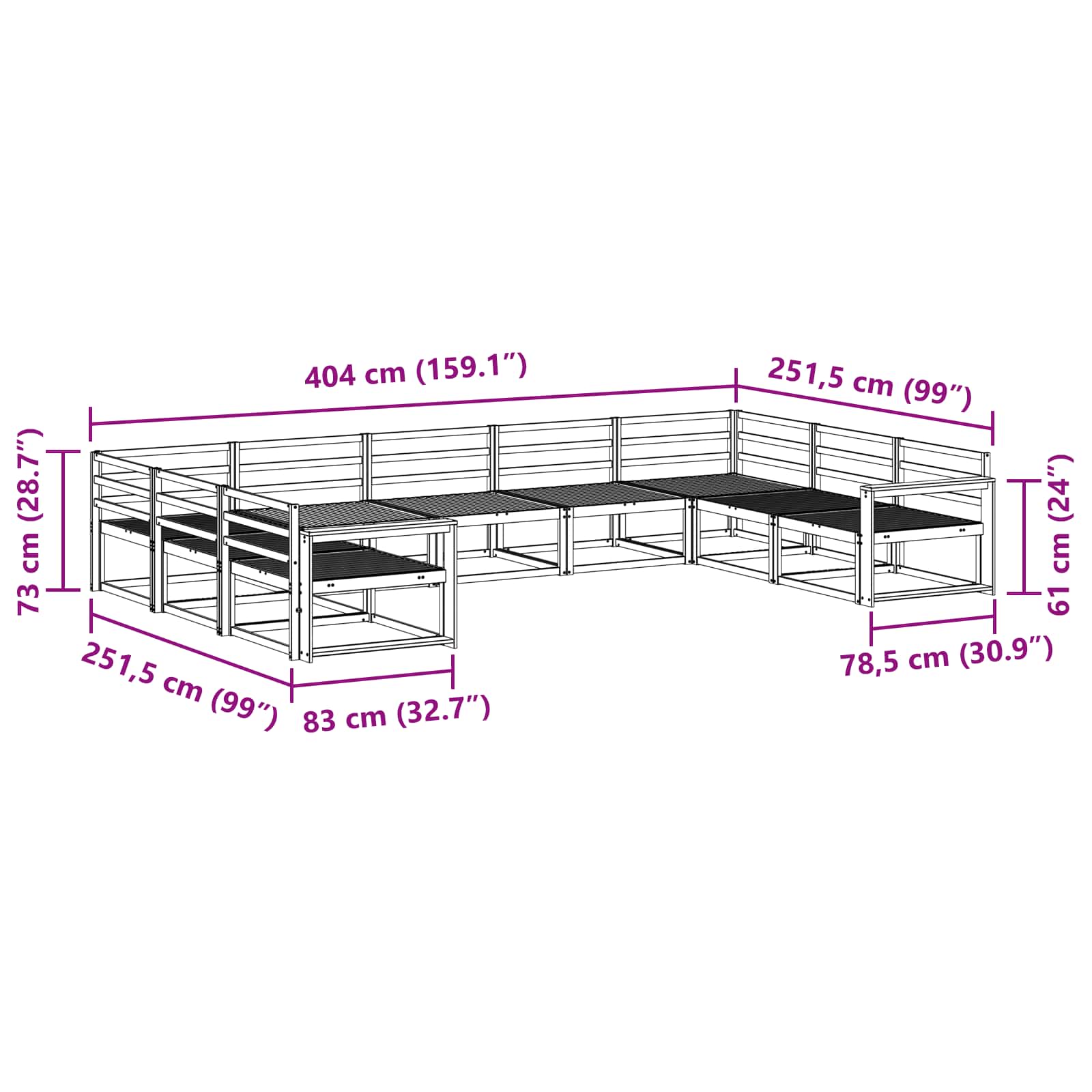 Buiten bankenset 9 pcs Naturel Massief Acaciahout image 7