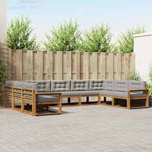 Zunanja garnitura za sedenje 9 pcs Naravna in svetlo siva