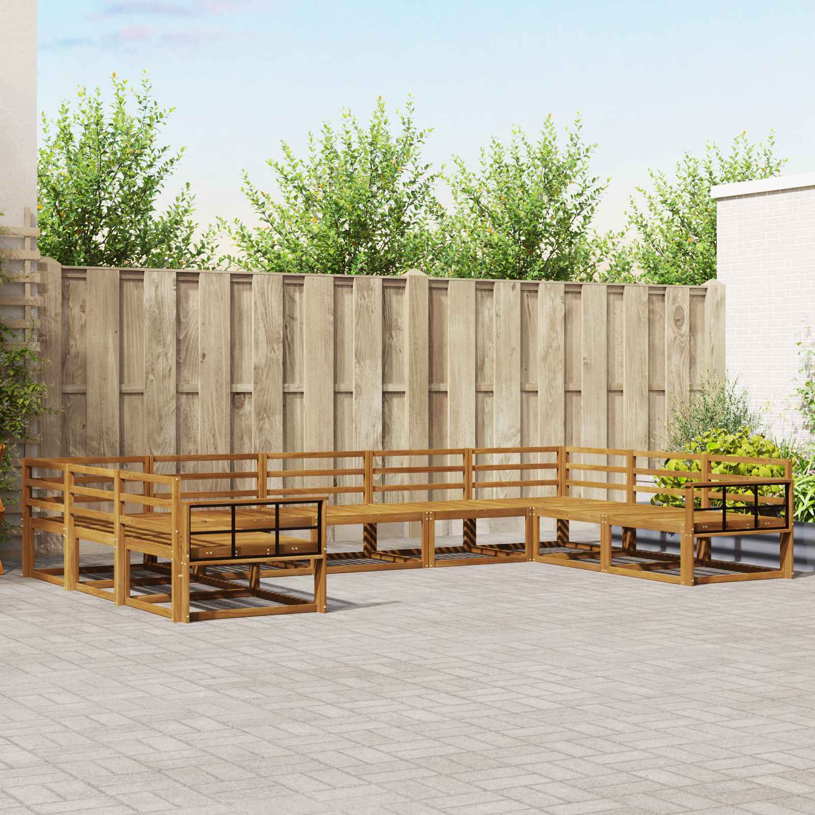 Buiten bankenset 9 pcs Naturel Massief Acaciahout image 1