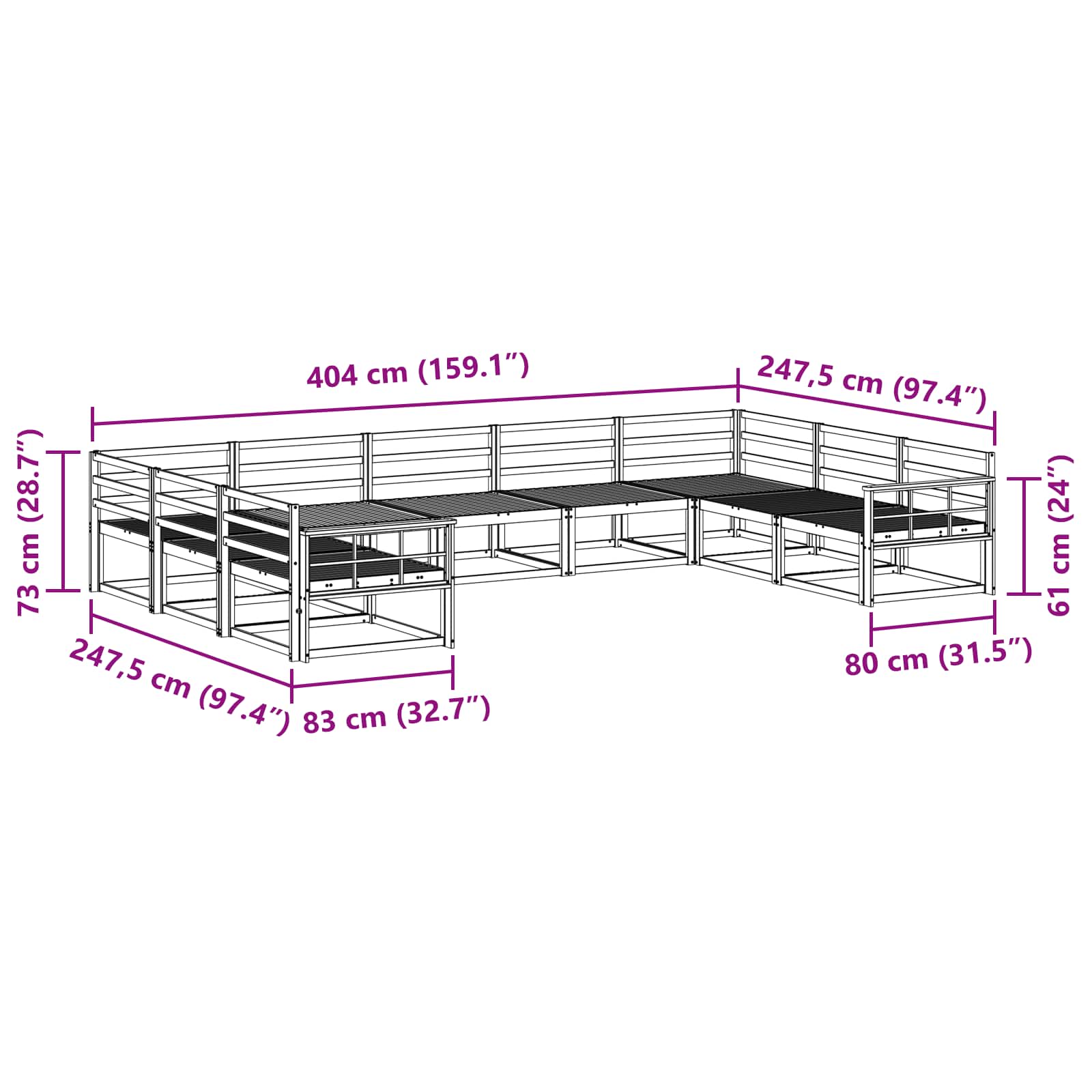 Buiten bankenset 9 pcs Naturel Massief Acaciahout image 7