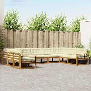 Zunanja garnitura za sedenje z blazino 9 pcs Naravna in smetana