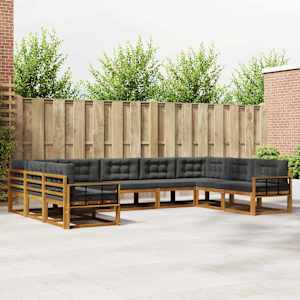 Zunanja garnitura za sedenje 9 pcs Naravna in antracitna