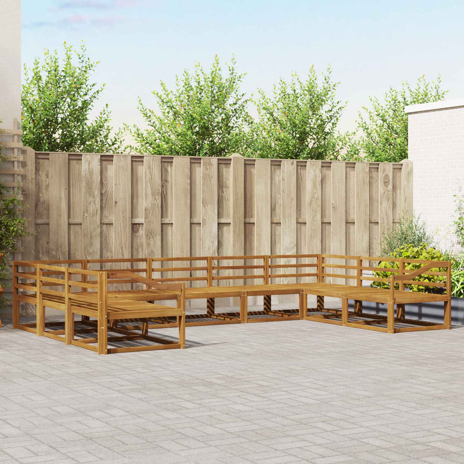 Buiten bankenset 9 pcs Naturel Massief Acaciahout image 1