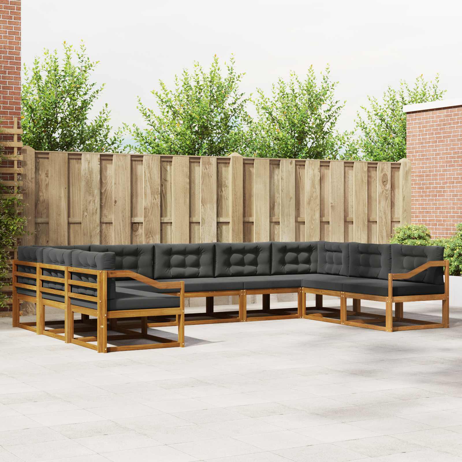vidaXL Set de canapele de exterior cu pernă 9 pcs Natural și Antracit