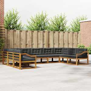 Zunanja garnitura za sedenje 9 pcs Naravna in antracitna