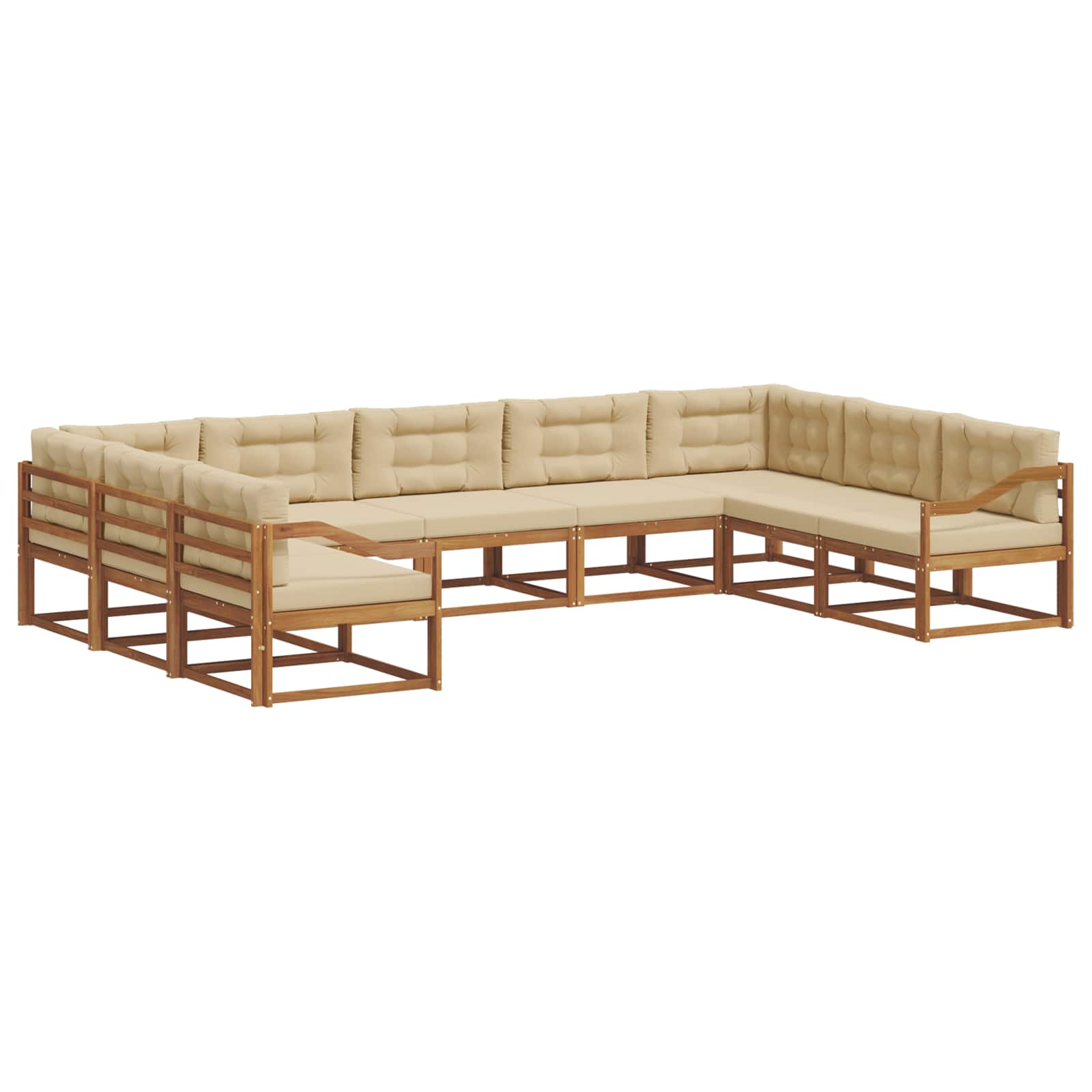 vidaXL Outdoor-Sofagarnitur mit Kissen 9 pcs Natur und Beige – Bild 2